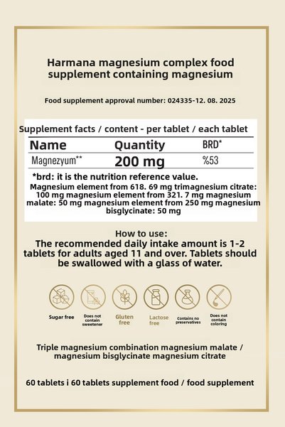 HARMANA Magnesium Complex (Bisglycinate, Citrate, Malate)60 Tablets