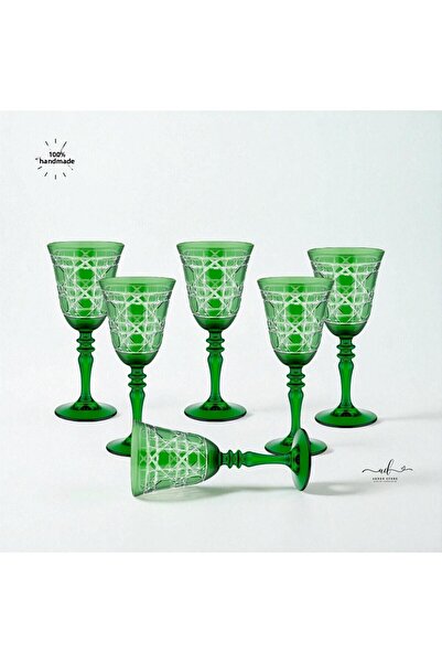 AKDEN STORE Crystal Decor Colorful Set of 6 Glasses, Water Glasses, Soft Drink Glasses
