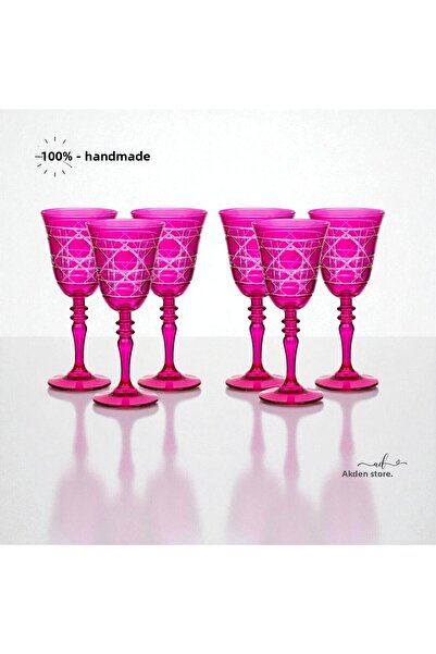 AKDEN STORE Crystal Decor Colorful Set of 6 Glasses, Water Glasses, Soft Drink Glasses