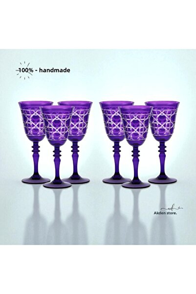 AKDEN STORE Crystal Decor Colorful Set of 6 Glasses, Water Glasses, Soft Drink Glasses