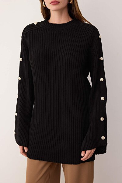 Trendyol Modest Black Flare Sleeve Detailed Knitwear Sweater Tctaw26Ak00012