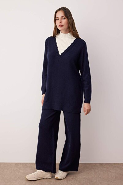 Trendyol Modest Синій 2-колірний трикотажний комплект - верхня частина TCTAW26US00024