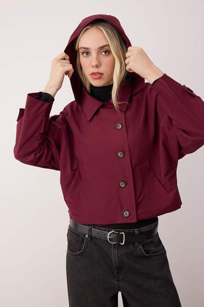 Trendyol Collection Burgundy Regular Trench Coat Twoaw26Tr00023