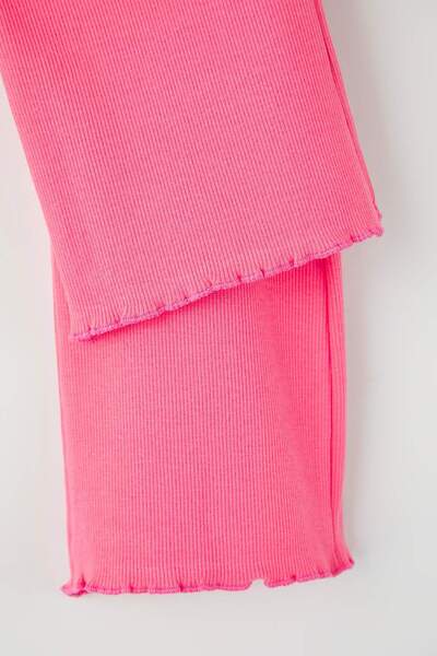 TRENDYOLKIDS Navy Blue-Pink Cotton 2-Pack Girls' Plain Knitted Leggings Tkdaw26Ta00006