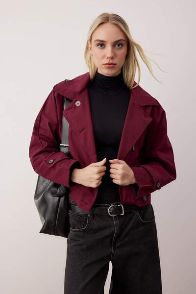 Trendyol Collection Burgundy Regular Trench Coat Twoaw26Tr00023