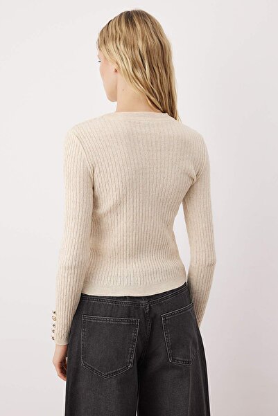 Trendyol Collection Černý-kamenný úpletový svetr s výstřihem do tvaru "bike collar" TWOAW26KZ00188