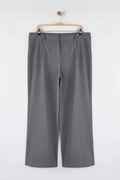 Trendyol Curve Gray Plus Size Woven Trousers Tbbaw26Ar00019