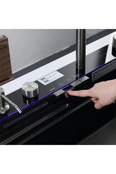 Sanlux Chiuveta Premium din Otel Inoxidabil cu 2 Cascade și Tocator, Negru