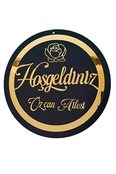 GEEG Hoşgeldiniz Yazılı Kapı Süsü Isme Özel Hediyelik Aynalı Pleksi Yazılı Kapı Isimliği 30x30 Cm