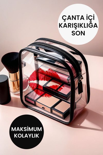 ALEXANDER HUD Helpsteps Transparent Women Travel Care Cosmetic Makeup Bag – Organizator rezistent la apă