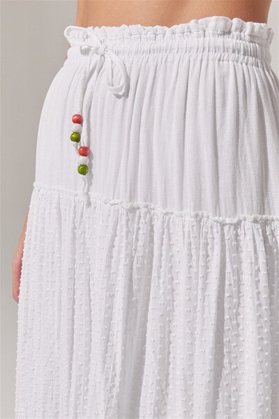 White By Nature Long, Layered, Bead Detailed Skirt