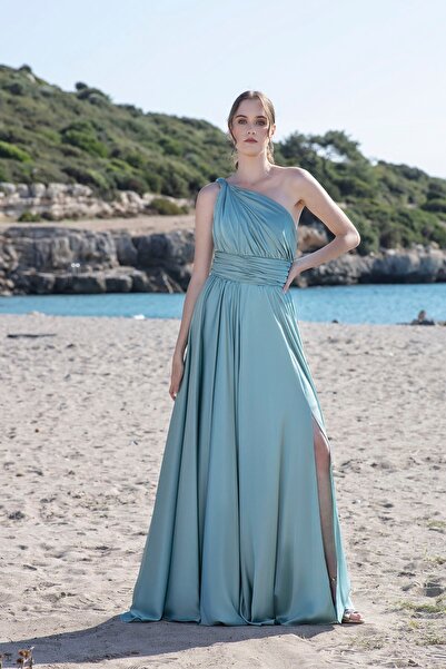 MAXXE 4923ST Helen Tek Omuz Saten Elbise