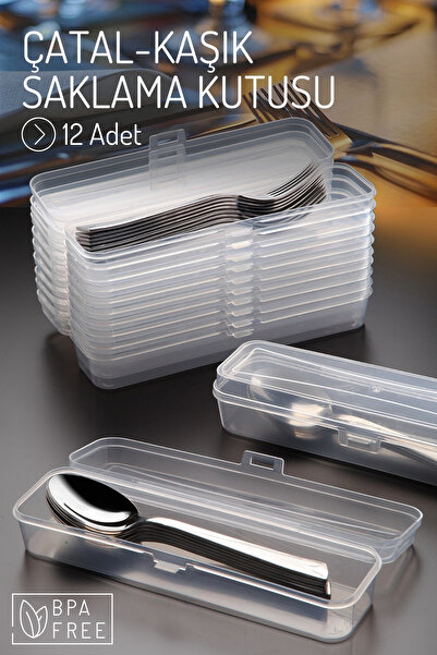 Nandy Home Set of 12 Cutlery Storage Box - Multi-Purpose Transparent Organizer
