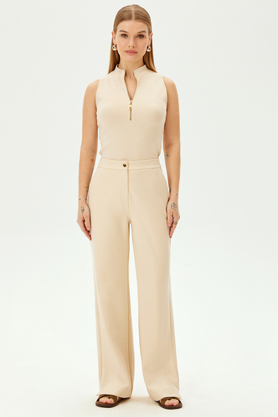 Allyco Ecru Relaxed Cut Knitted Trousers