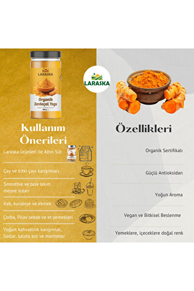 Laraska Organik Organik Toz Zerdeçal- Organic Turmeric Powder - Turmeric Ground 50g