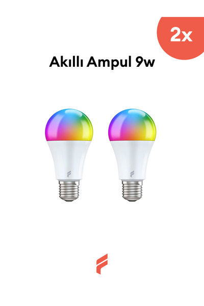 Fonri Akıllı Led Ampul 2'li Set, 9w, Titreşimsiz, 16.7 Milyon Renk, Sesli Kon...