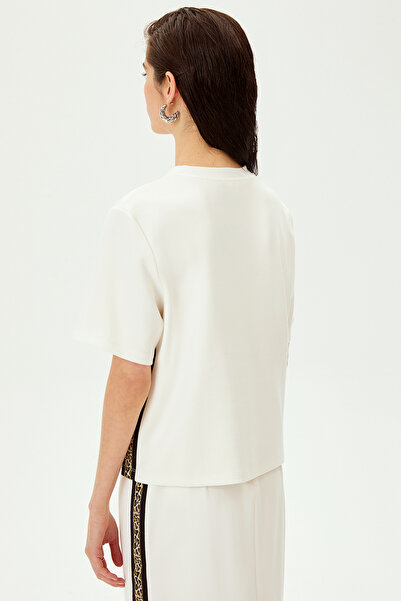 Allyco Πλεκτό μπλουζάκι με κοντό μανίκι με λεπτομέρεια με ρίγες