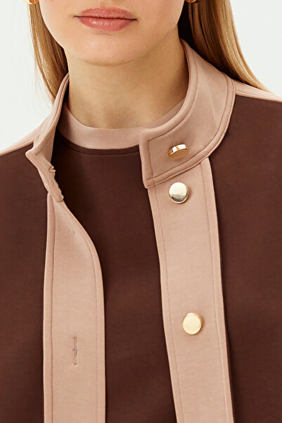 Allyco Gold Buttoned Contrast Striped Modal Fabric Blended Comfortable Fit Knitted Sweatsirt