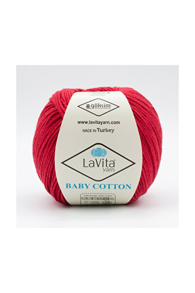 LaVita Yarn Baby Cotton Amigurumi Ve El Örgü Ipi %40 Akrilik %60 Cotton 50gr (3004 KIRMIZI)