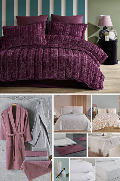 Elart Çeyiz Paketi 48 Parça Kadife Comfort Royal Mürdüm