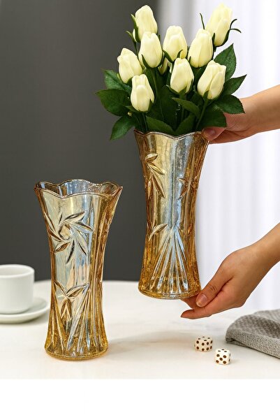 sahane & bazaar BAL RENK CAM VAZO ÇİÇEKLİK DEKOR