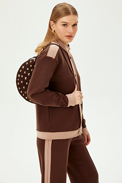 Allyco Gold Buttoned Contrast Striped Modal Fabric Blended Comfortable Fit Knitted Sweatsirt