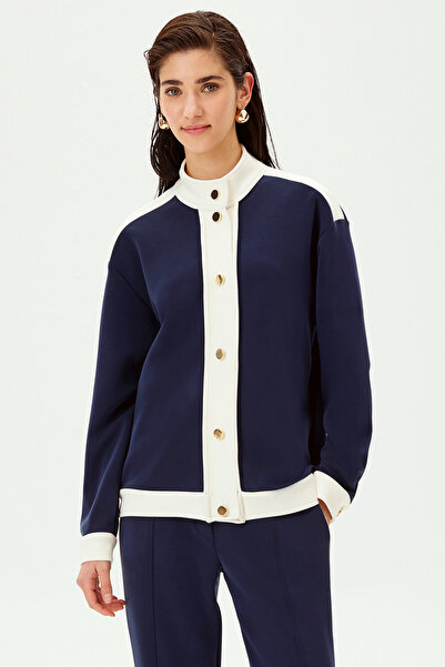 Allyco Gold Buttoned Contrast Striped Modal Fabric Blended Comfortable Fit Knitted Sweatsirt