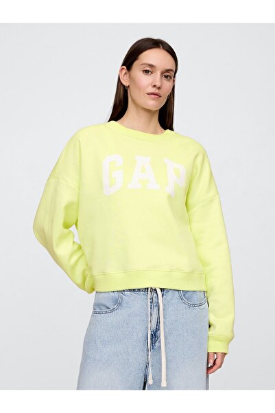 GAP Kadın Sarı Gap Logo Fleece Sweatshirt