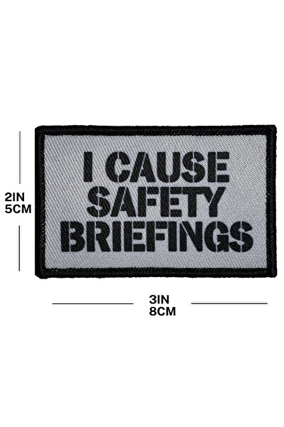 Choice شارة مطرزة مضحكة بتصميم 'I Cause Safety Briefings' بلون معدني، مع مشبك...