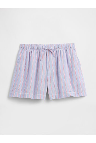 GAP Kadın Çizgili Çizgili Keten Karışımlı Şort