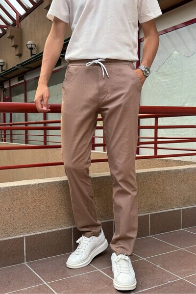 inpool Ανδρικό Old Money Culture Βαμβακερό λινό υφαντό καλοκαιρινό-ανοιξιάτικο παντελόνι 290, ελαστική μέση