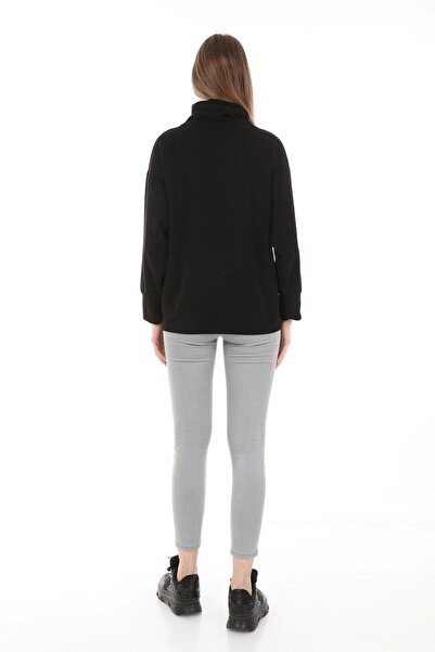 Luvmabelly Myra4280 Fermuarlı Hamile Sweatshirt -siyah