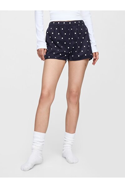 GAP Kadın Lacivert Desenli Flannel Şort