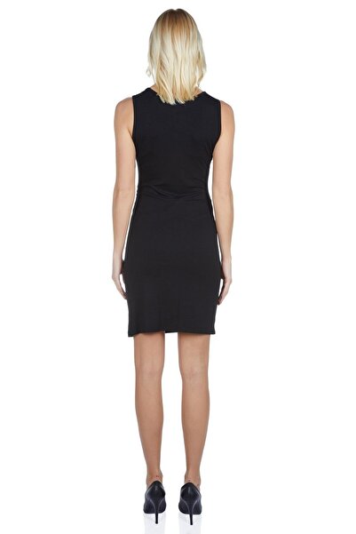 Luvmabelly Maternity 5007 Düz Siyah Büzgülü Hamile Elbisesi