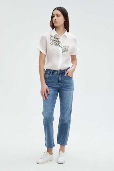 Nichii Women's Short Sleeve Floral Print Blouse