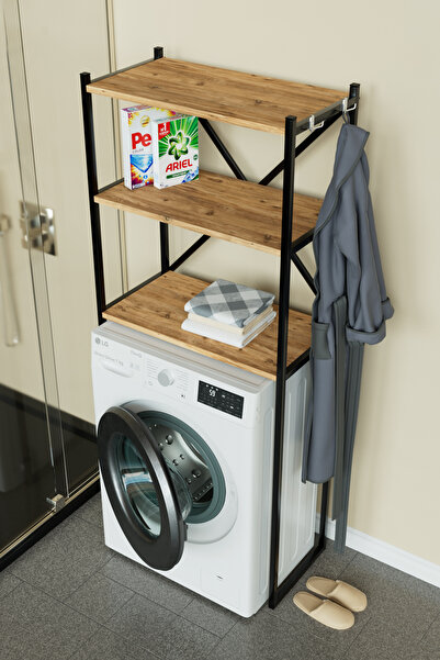 Hediyeler Kapında Askılıklı Çamaşır Makinesi Üstü Banyo Düzenleyici Raf Çok Amaçlı Organizer Ahşap