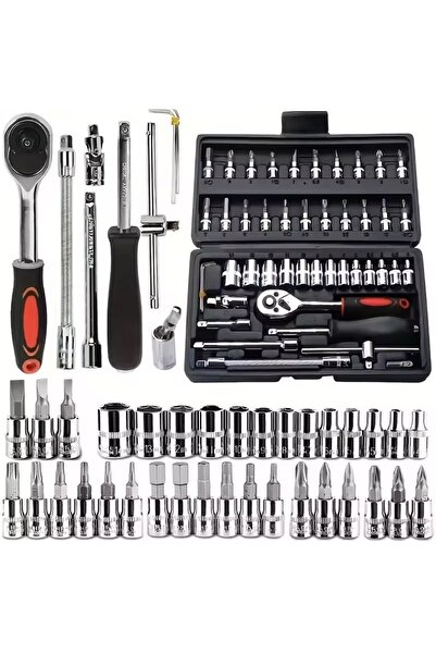 new power plus New Cr-v 1/4 Cırcırlı 46 Parça Lokma Anahtar Takımı Bits Uç Se...