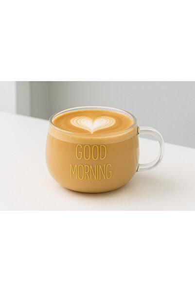 YzHome Gold Written Good Morning 400ml Borosilicate Glass Mug and Presentation Holder 1 Piece