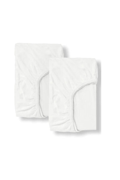 Bebek Özel 70x110 White White 100% Cotton Baby and Kids Bedsheet with Elastic Park Crib (2 PCS)