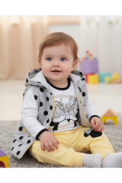 Ege Bebek طقم أطفال مع طباعة ميني ماوس وسترة للرضع - من عمر 6 إلى 18 شهرًا