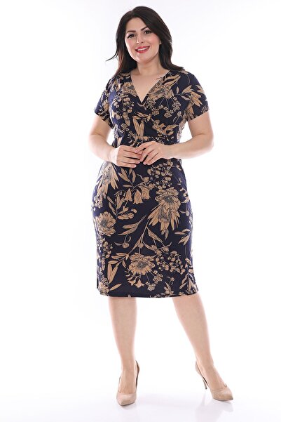 modayız Φόρεμα με σχέδια και διπλό γιακά σε μεγάλο μέγεθος 16C-0971