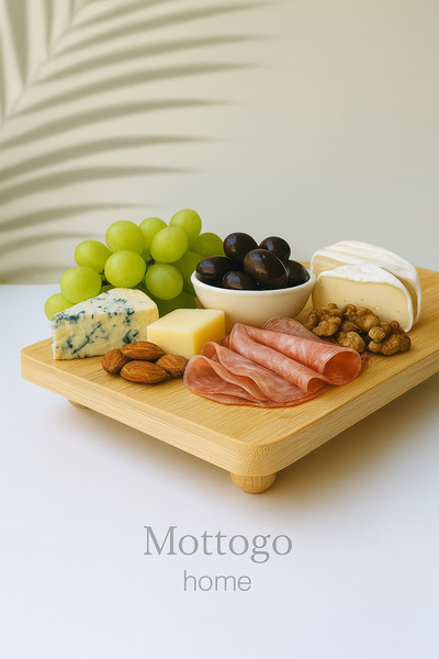 Mottogo حامل عرض من الخيزران بأرجل رخامية - حامل - رافع 27x18x3