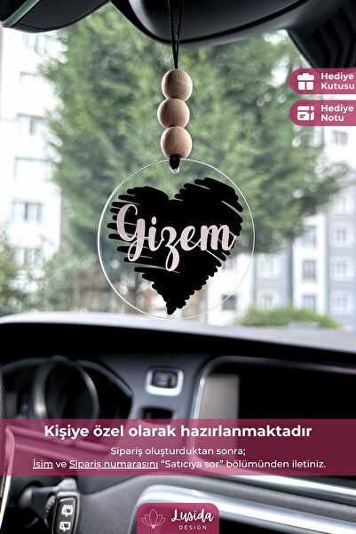 Lusida Design Kişiye Özel Kalpli Splash Siyah-Beyaz Dikiz Aynası Pleksi Araba...