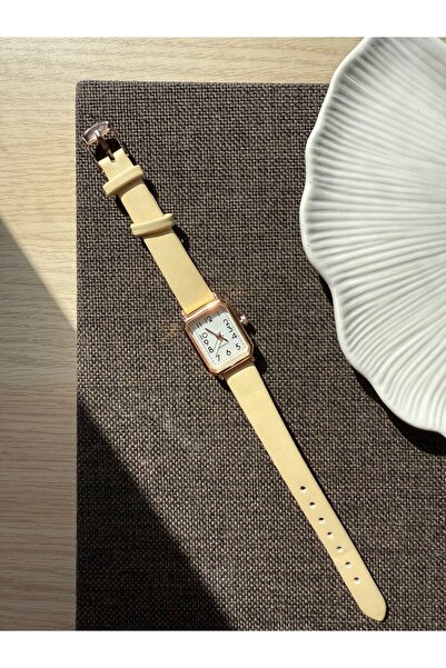 rubsey Retro Minimal Leather Band Vintage Women Wristwatch Rectangle Case