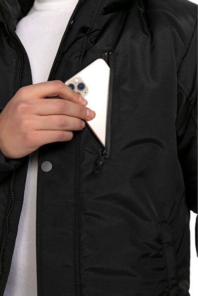 D1fference Pánský zimní silný kabát s kapucí a kabátem a parkou s kapucí