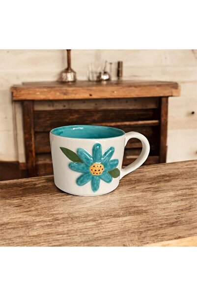 MOSHOME Embossed Flower Pattern Handmade Mug, Tea and Coffee Cup