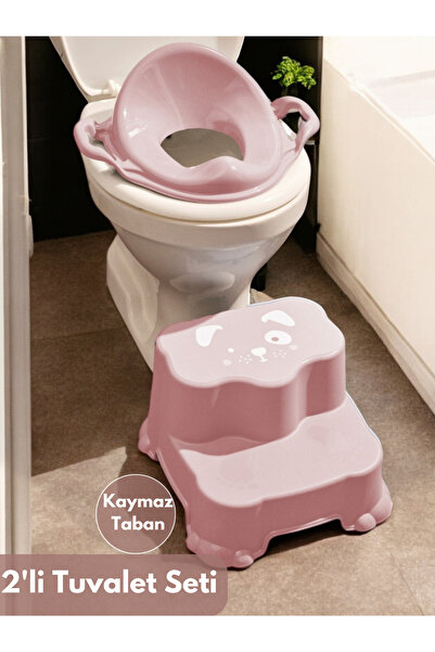 PONÇİK STORE Kaydırmaz Çocuk Basamağı&KulpluKlozet Adaptör 2Kat Basamaklı Ban...