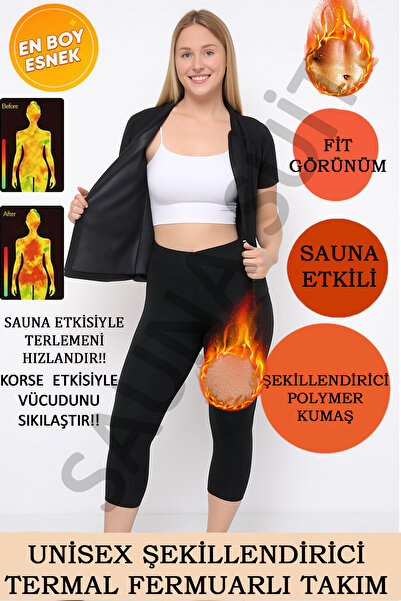 SAUNA SUIT Terleten Γνήσιο Σετ Θερμικό Κορσέ και Φερμουάρ Unisex