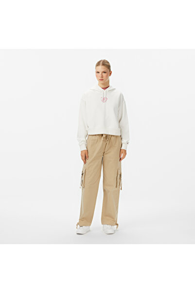 Tommy Hilfiger Tommy Jeans Crop Heart Slim Kadın Beyaz Sweatshirt