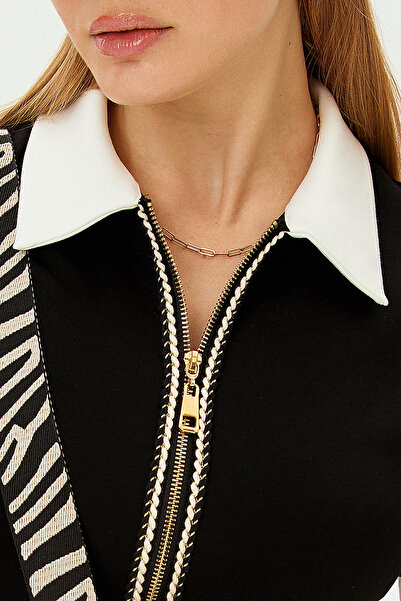 Allyco Μαύρο φόρεμα με φερμουάρ Contrast γιακά Slim Fit